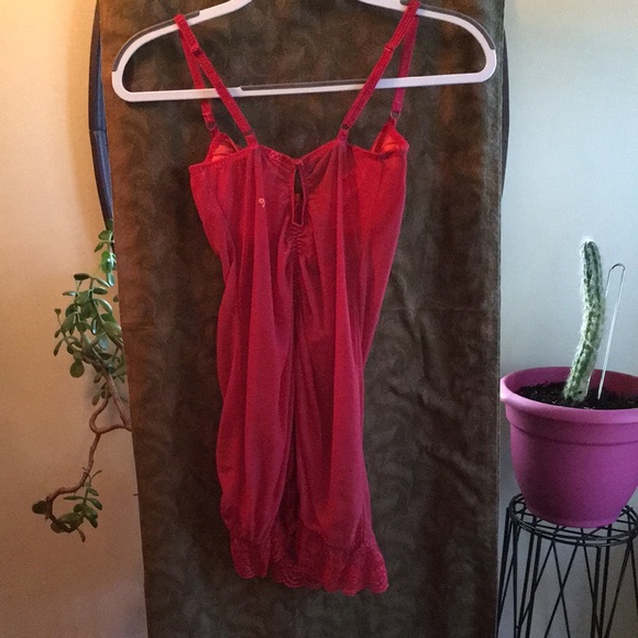 Red Ruffled Ruched Nightie - Picture 4 of 5